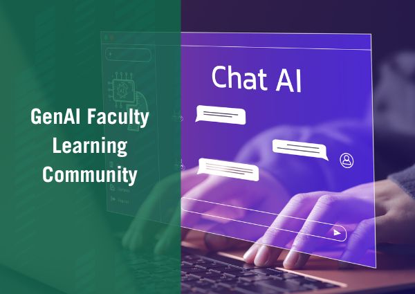 genAI faculty learning community graphic featuring ai chat text box