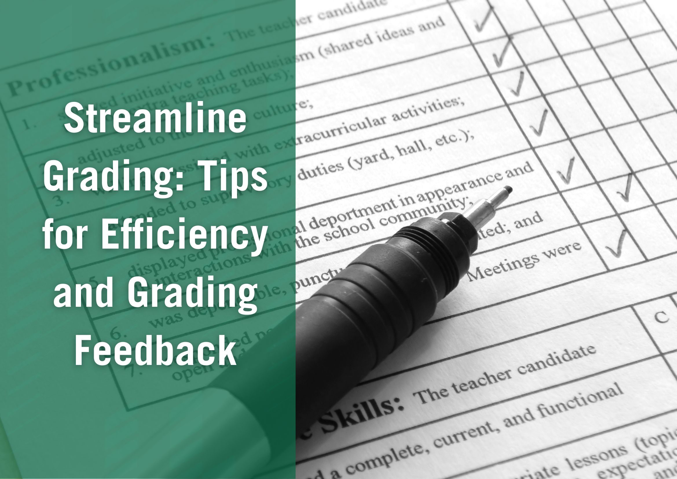 pen sitting on rubric for grading