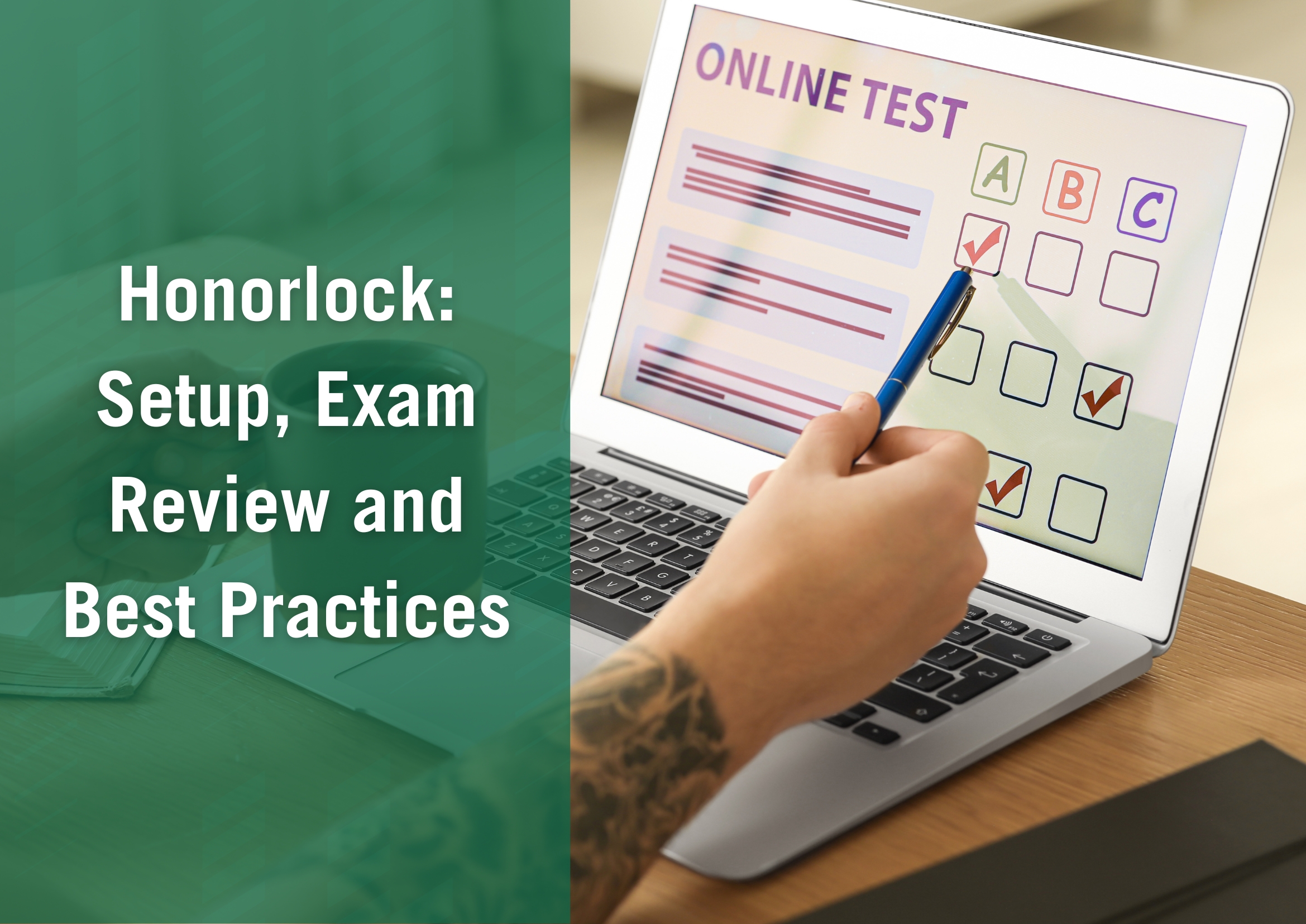 graphic showing an online exam