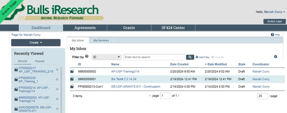 Bulls iResearch user dashboard