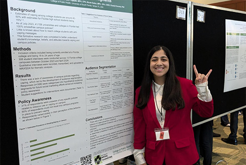 Kiara Perez Cans, USF junior majoring in health sciences presented at the USF research conference in July 2024