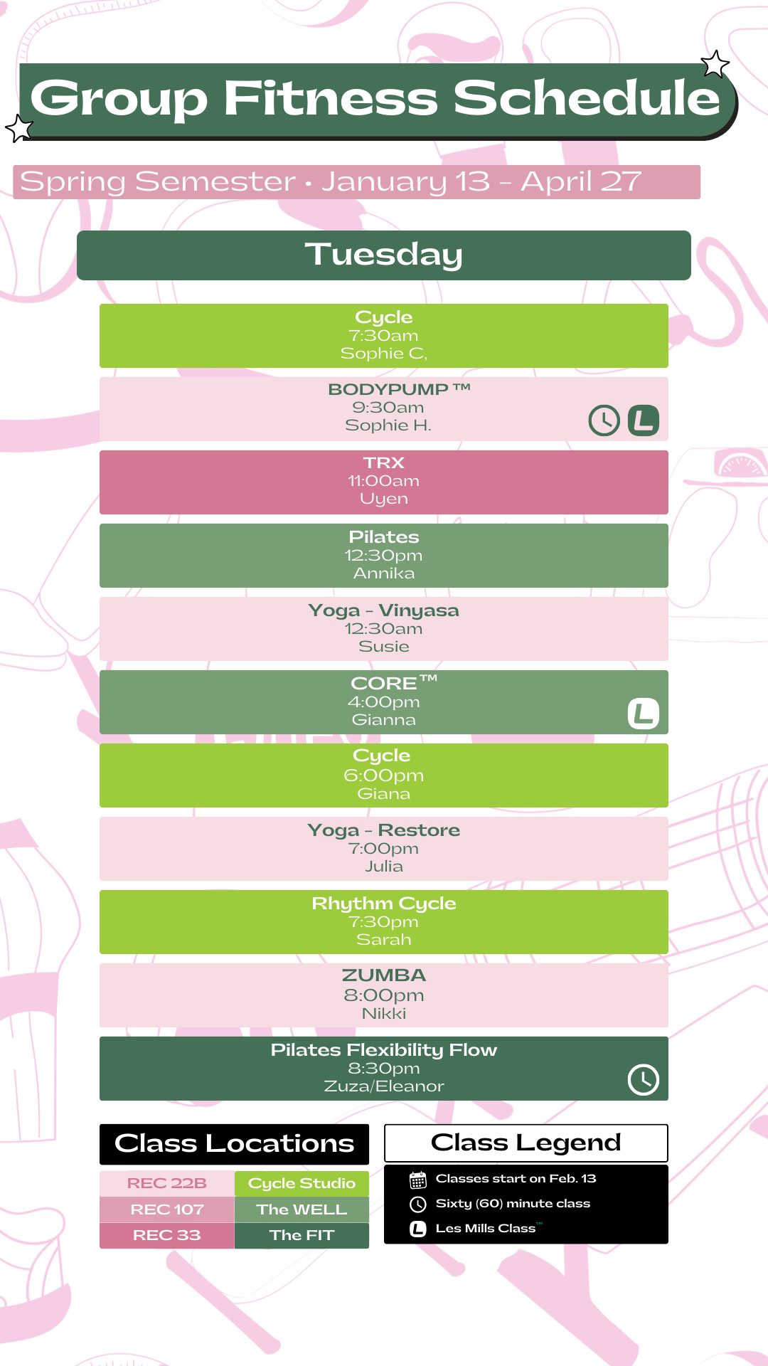 Tuesday Schedule