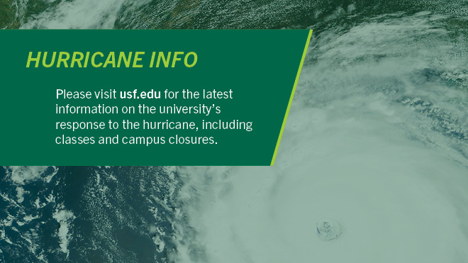 Hurricane Info over image of hurricane over Florida