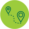 icon of two location pins connected with a dotted line