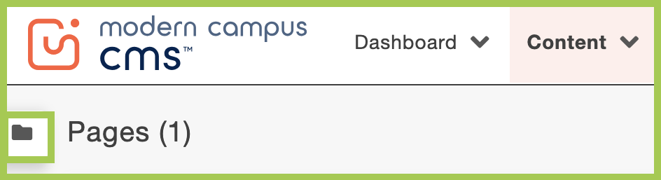 Screenshot of the File Navigation in the CMS, highlighting the folder icon.