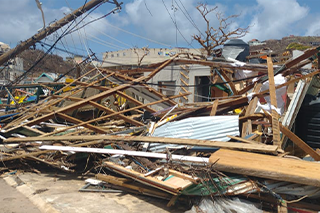The rubble of the same town after the hurricane struck on union island