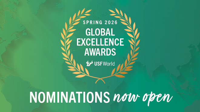 Green background with words "Spring 2025 Global Excellence Award Nominations Now Open"