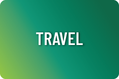 lime and evergreen colored thumbnail with the words travel in white