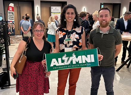 USF World Assistant Director for International Community Relations, Vanessa Martinez, with former USF-Concordia exchange students.