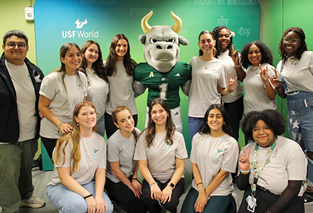 Students with Rocky the Bull