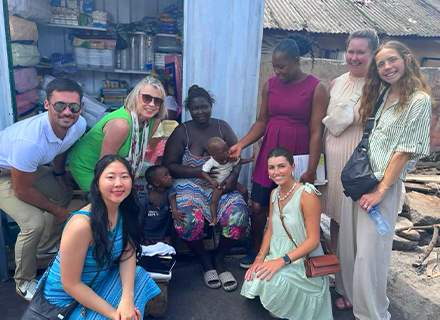 Dr. Wright with students and Ghana natives