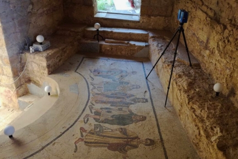 Terrestrial laser-scanning mapping of a room with mosaic floor at the Villa del Casale.