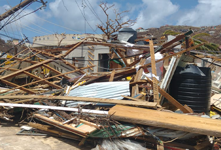 The rubble of the same town after the hurricane struck on union island